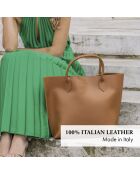 Borsa George V in pelle cognac - 32x11x45 cm