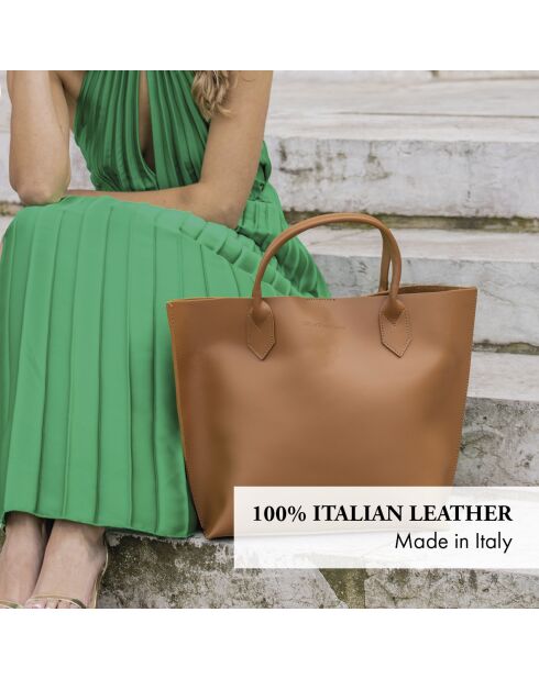 Borsa George V in pelle cognac - 32x11x45 cm