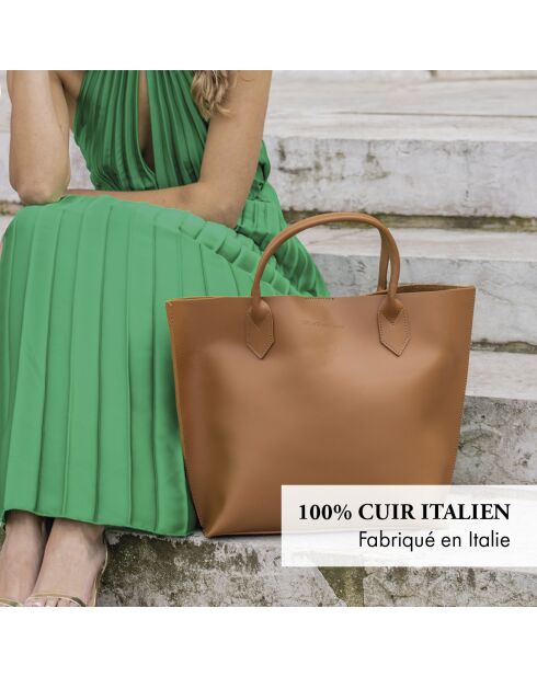 Borsa George V in pelle cognac - 32x11x45 cm