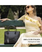 Montaigne zwarte leren handtas - 31x15x26 cm