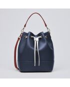 Champs Elysée dreifarbige Beuteltasche aus marineblauem Leder - 25x15x28 cm