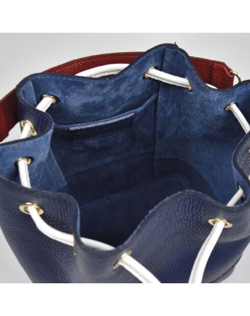 Champs Elysée dreifarbige Beuteltasche aus marineblauem Leder - 25x15x28 cm