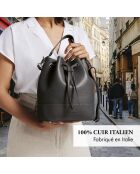 Champs Elysée Beuteltasche aus schwarzem Leder - 25x15x28 cm