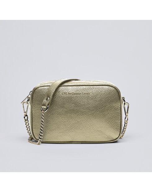 Montmartre Schultertasche aus goldfarbenem Leder - 22x8,5x14,5 cm