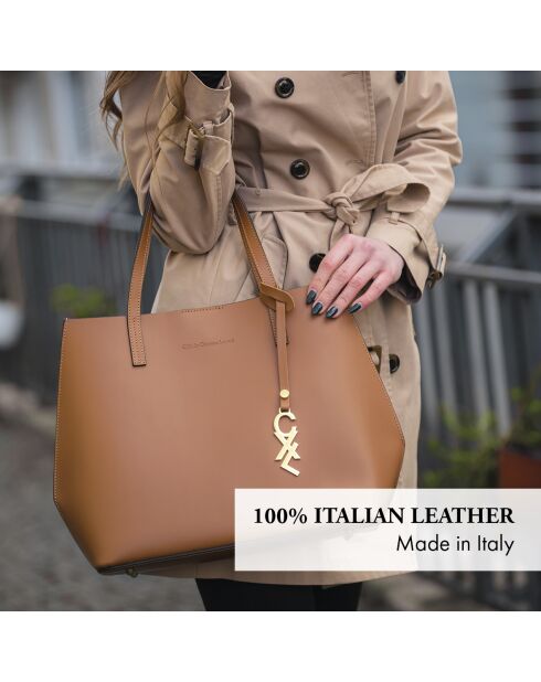 Borsa Rivoli in pelle cognac - 45x15x30 cm