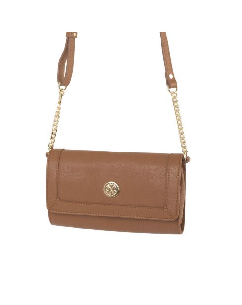 Stella Schultertasche aus cognacfarbenem Leder - 12x20,5x4 cm