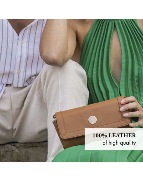 Stella Schultertasche aus cognacfarbenem Leder - 12x20,5x4 cm