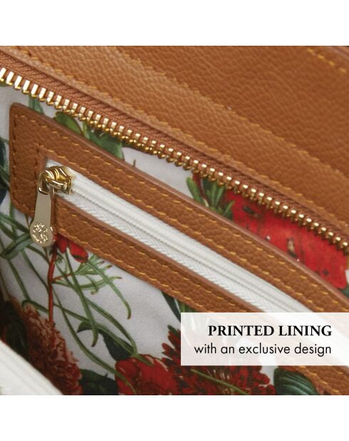 Stella Schultertasche aus cognacfarbenem Leder - 12x20,5x4 cm