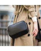 Montmartre Schultertasche aus schwarzem Leder - 22x8,5x14,5 cm