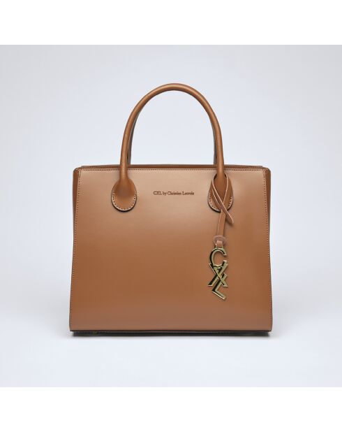 Montaigne Handtasche aus cognacfarbenem Leder - 31x15x26 cm