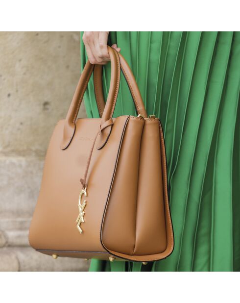 Montaigne Handtasche aus cognacfarbenem Leder - 31x15x26 cm