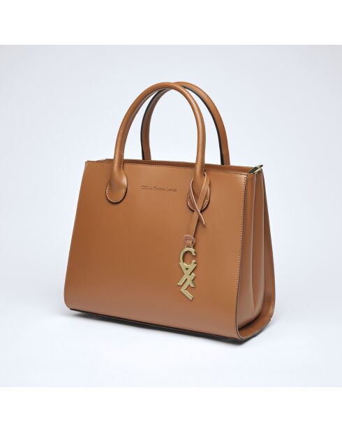 Montaigne Handtasche aus cognacfarbenem Leder - 31x15x26 cm