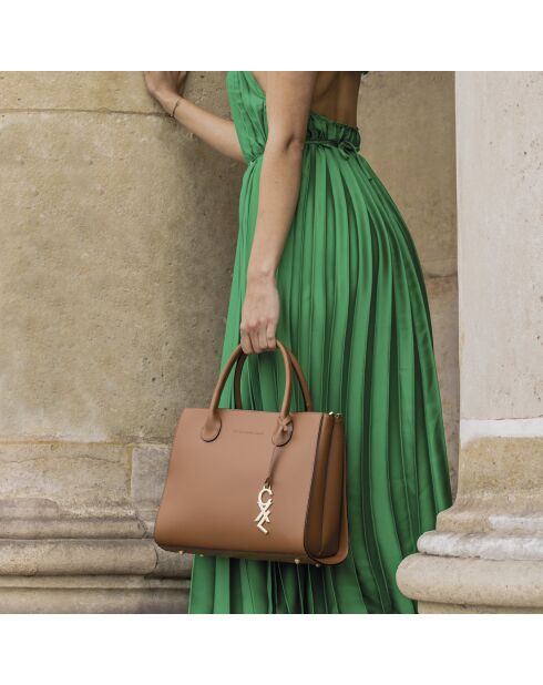 Montaigne Handtasche aus cognacfarbenem Leder - 31x15x26 cm