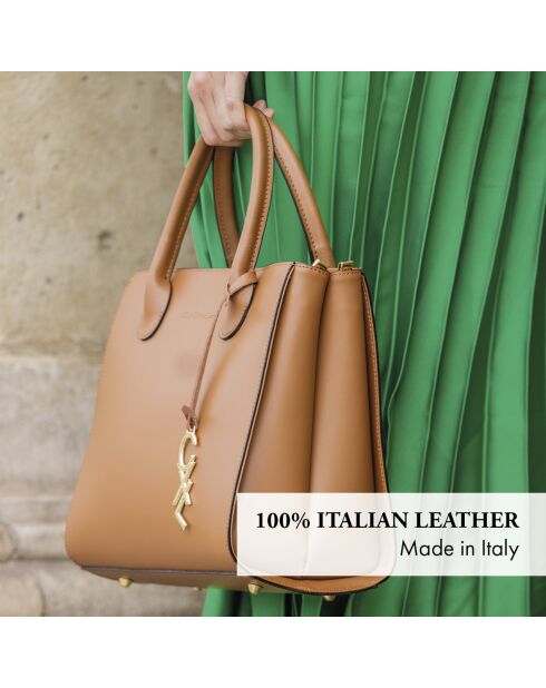Montaigne Handtasche aus cognacfarbenem Leder - 31x15x26 cm
