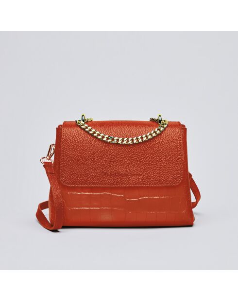Sac à main en cuir Cremieux corail - 24x8x18 cm
