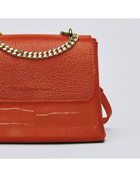 Sac à main en cuir Cremieux corail - 24x8x18 cm