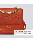 Sac à main en cuir Cremieux corail - 24x8x18 cm