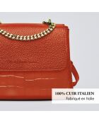 Sac à main en cuir Cremieux corail - 24x8x18 cm