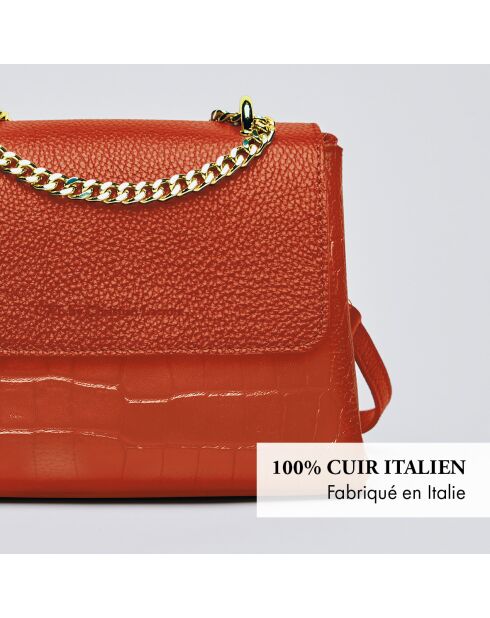 Sac à main en cuir Cremieux corail - 24x8x18 cm