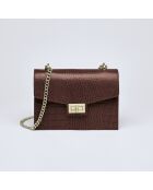 Schultertasche aus dunkelbraunem Pappelleder - 21x10x16 cm