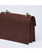 Schultertasche aus dunkelbraunem Pappelleder - 21x10x16 cm