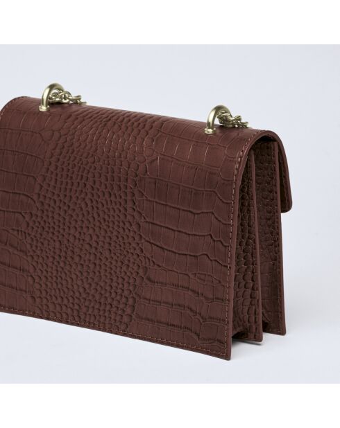 Schultertasche aus dunkelbraunem Pappelleder - 21x10x16 cm