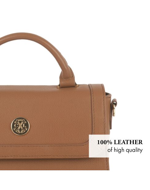 Bolso de hombro Nina de piel coñac - 17x24x9,5 cm