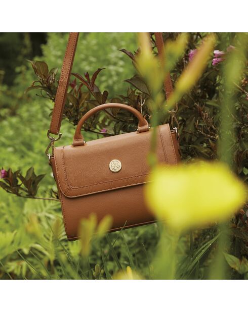 Bolso de hombro Nina de piel coñac - 17x24x9,5 cm