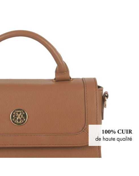 Bolso de hombro Nina de piel coñac - 17x24x9,5 cm