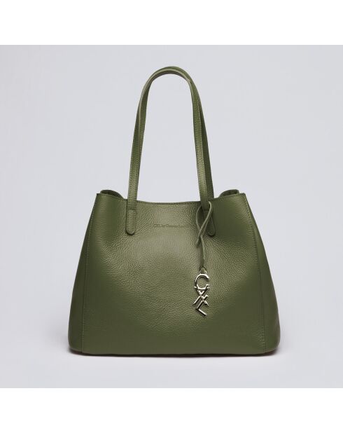 Borsa a mano Alesia in pelle kaki - 39x20x29 cm