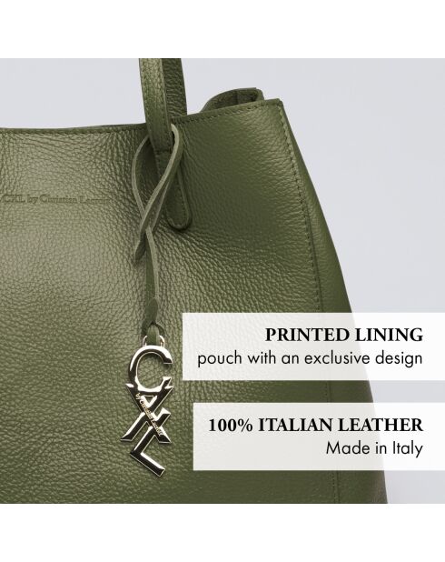 Borsa a mano Alesia in pelle kaki - 39x20x29 cm