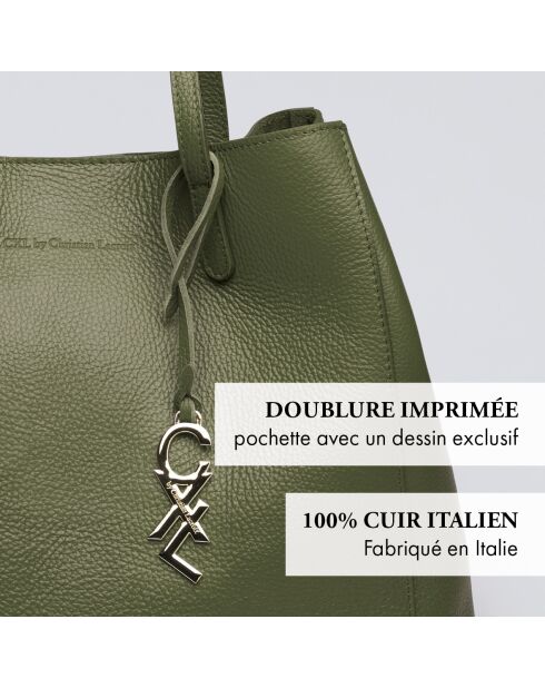 Borsa a mano Alesia in pelle kaki - 39x20x29 cm