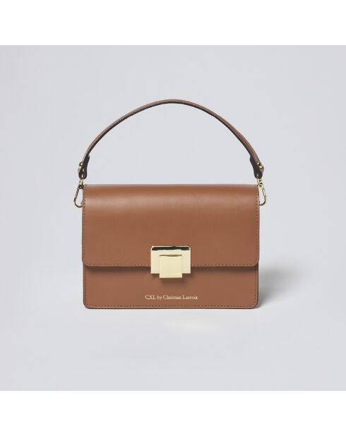 Gambetta Schultertasche aus cognacfarbenem Leder - 22x8x15 cm
