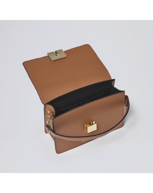Gambetta Schultertasche aus cognacfarbenem Leder - 22x8x15 cm