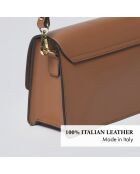 Gambetta Schultertasche aus cognacfarbenem Leder - 22x8x15 cm