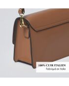 Gambetta Schultertasche aus cognacfarbenem Leder - 22x8x15 cm
