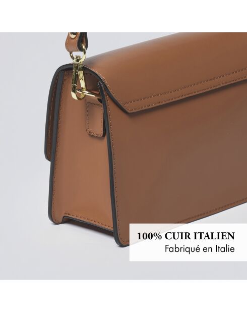 Gambetta Schultertasche aus cognacfarbenem Leder - 22x8x15 cm