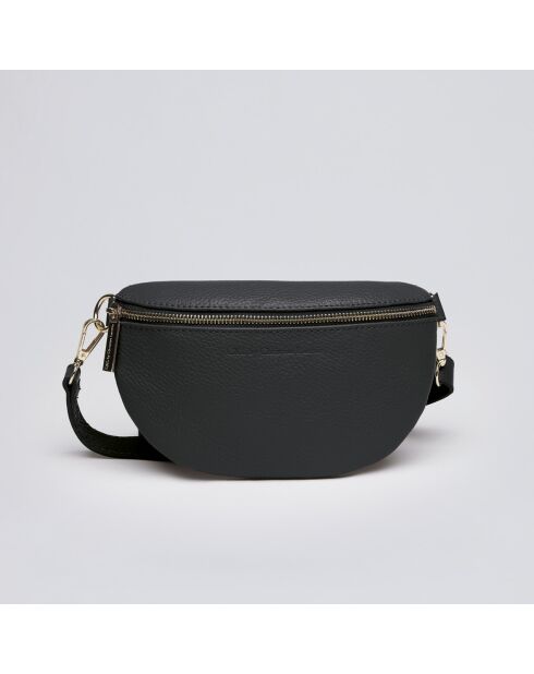 Riñonera Madeleine de piel negra - 23x6x13 cm