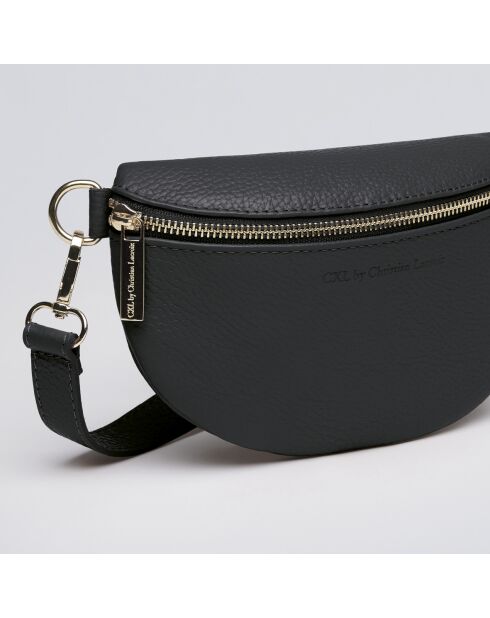 Riñonera Madeleine de piel negra - 23x6x13 cm