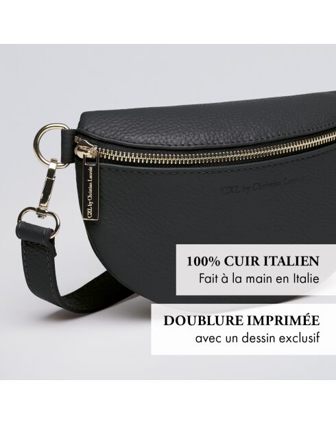 Riñonera Madeleine de piel negra - 23x6x13 cm