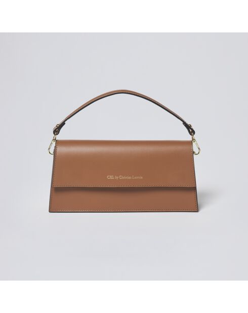 Bolso de hombro Clemenceau de piel coñac - 28x6,5x13 cm
