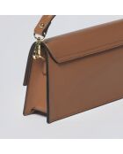 Bolso de hombro Clemenceau de piel coñac - 28x6,5x13 cm