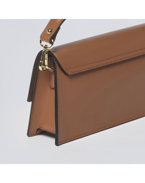 Bolso de hombro Clemenceau de piel coñac - 28x6,5x13 cm