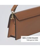 Bolso de hombro Clemenceau de piel coñac - 28x6,5x13 cm
