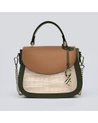 Sac à main en cuir Haussmann tricolore vert - 23x20x11 cm