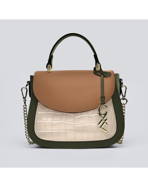 Sac à main en cuir Haussmann tricolore vert - 23x20x11 cm