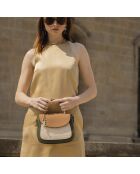 Sac à main en cuir Haussmann tricolore vert - 23x20x11 cm