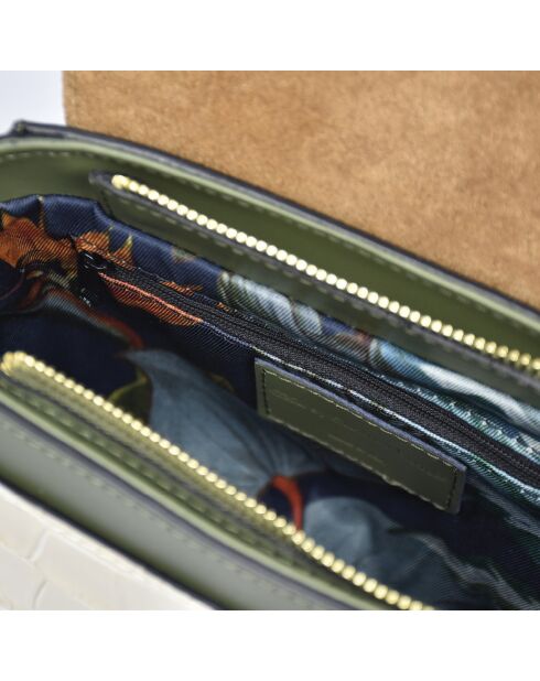 Sac à main en cuir Haussmann tricolore vert - 23x20x11 cm