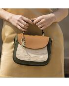 Sac à main en cuir Haussmann tricolore vert - 23x20x11 cm
