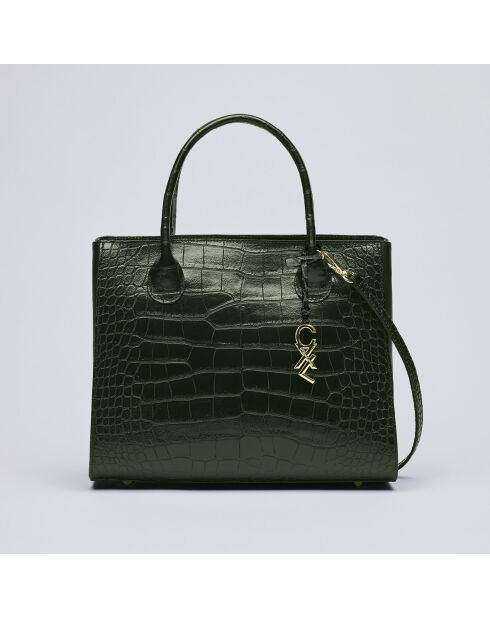 Montaigne dunkelgrüne Lederhandtasche - 31x15x26 cm